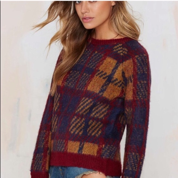 J.O.A. Los Angeles Nasty Gal Plaid Sweater - Picture 3 of 5